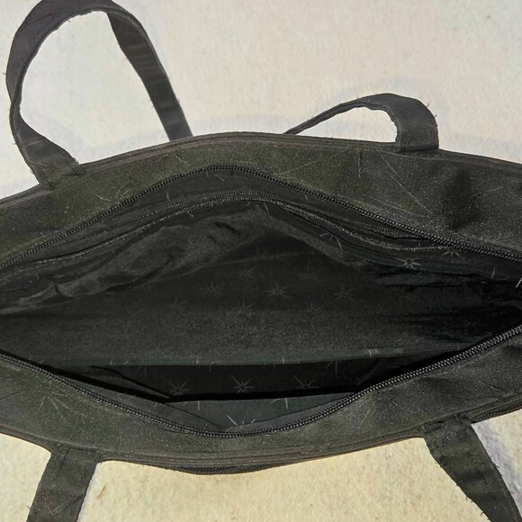 Artistry Black Travel Tote Bag — Starburst Pattern, Zip Top, Shoulder Straps - Picture 9 of 9